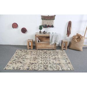 Alfombra Turca Vintage con Detalles en Azul, 3.5x6.1 pies, Alfombra de Lana - Product Image 3