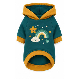 เสื้อฮู้ดสีน้ำตาลพิมพ์ลายเมฆสีขาวด้านหน้าสำหรับสัตว์เลี้ยง แบบ unisex - Product Image 5