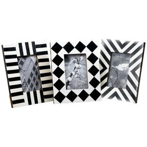 Cadre photo moderne en résine blanche avec incrustation d'os en verre de luxe pour mariage, maison ou bureau Style simple et élégant - Product Image 1