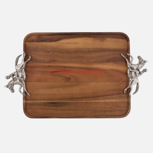 ถาดไม้สำหรับจัดโต๊ะในโรงแรมถาดไม้หูจับเต่าสีเงินพร้อมบริการชาและกาแฟดีไซน์มาตรฐาน - Product Image 2