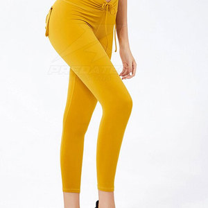 New Design Customized Logo Solid Women Yoga Set Elastic Waist Front Logo Quick Dry Breathable High Quality 2-Piece Set - Product Image 6