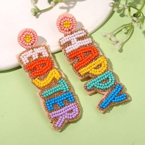 Conjunto de accesorios de ropa bohemios de estilo americano europeo, pendientes occidentales con cuentas rosas, negras y verdes, detalle de cuentas doradas al por mayor - Product Image 2