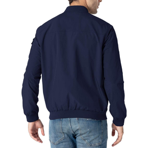 Blouson d'aviateur solide bleu respirant léger à fermeture éclair pour hommes personnalisé logo design pour hommes hiver - Product Image 2