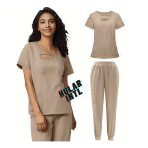Conjunto de uniformes elásticos transpirables para mujer, uniformes para correr de enfermería con ropa de hospital de LICRA para uso médico quirúrgico - Product Image 3