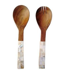 Cucharas para servir de madera y resina Un juego de madera verde azulado Juego de cuencos de Venta caliente Hecho EN LA India Incluye Servidor de ensalada de madera - Product Image 4