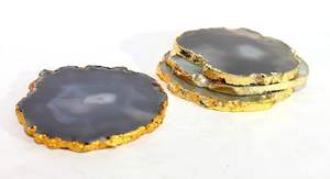 Dessous de verre en agate naturelle grise polie-Tapis de boisson en pierre semi-précieuse durable pour tasses à café thé bière et tables de bar - Product Image 2