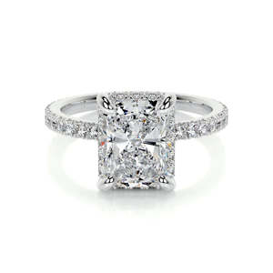 Anillo de Compromiso Earis Radiant Pave con Diamante Cultivado en Laboratorio, Certificado IGI, Oro, 0.5 CT, Piedras Laterales, Halo Oculto - Product Image 1