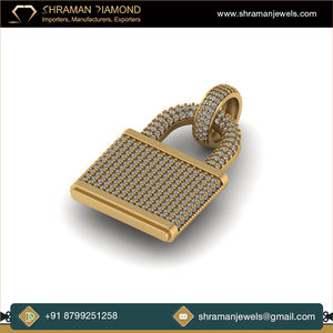 Élégance Trendy Argent 925 Plaqué or Bijouterie fine Style Hip Hop Glacé Pendentif cadenas personnalisé Colliers uniques en diamant de laboratoire cultivé - Product Image 2