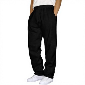 Pantalon de survêtement pour homme en polyester noir, séchage rapide, respirant, écologique, imperméable, taille élastique, coupe décontractée, poches latérales, automne - Product Image 1