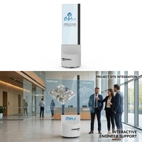 Robot publicitaire numérique intelligent avec écran OLED transparent mobile de 30 pouces, affichage numérique pour la vente au détail