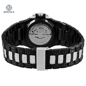 Montre à mouvement ETA automatique noire en acier inoxydable pour hommes de luxe Cadran analogique Fenêtre Moissanite Diamant Résistant à l'eau glacée - Product Image 3