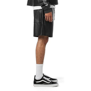 Best Selling <b>Men's</b> Casual <b>Leather</b> <b>Shorts</b> Customized Logo Printed Solid Color Online New Rate Article - Product Image 2