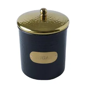 Boîte à sucre martelée en cuivre noir et or, bac de rangement de conception personnalisée pour la cuisine, récipients de stockage des aliments de haute qualité - Product Image 1