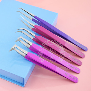 Pinzas para Extensión de Pestañas de Alta Calidad, Antideslizantes, con Punta Larga de 45 Grados, Agarre Fuerte, Punta de Fibra, para Volumen - Product Image 1