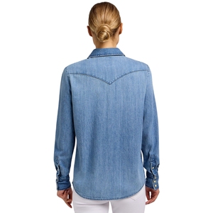 Camisa Vaquera Entallada para Mujer, Manga Larga, Cierre de Botones, Silueta Entallada, Suave, Transpirable y Elegante - Product Image 2