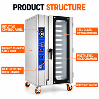 Four à convection électrique professionnel 12 plateaux 12,8 kW avec pulvérisation de vapeur et porte vitrée pour la production de pain en boulangerie
