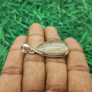 ทำด้วยมือ925เงินสเตอร์ลิงสร้อยคอเครื่องประดับที่ดีจี้ควอทซ์ธรรมชาติรูปไข่จี้เพชรรูปวงรีที่มีเสน่ห์ - Product Image 2