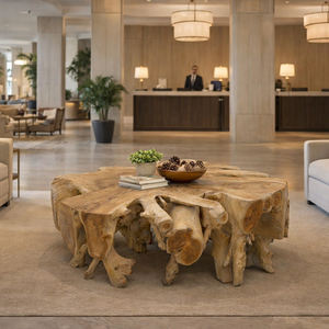 High Quality Multifunctional Natural Teak Root <b>Coffee</b> <b>Table</b> <b>Glass</b> <b>Top</b> Durable Solid Wood Frame Contemporary Artistic Driftwood - Product Image 4