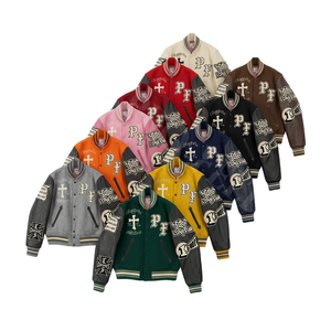 Veste de baseball en cuir et laine, style varsity, pour homme, coupe premium, vêtements d'extérieur décontractés d'hiver, vêtements chauds - Product Image 1