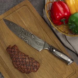 มีดเชฟสแตนเลสสตีลญี่ปุ่น8นิ้วแบบมืออาชีพด้ามไม้สไตล์ pakka สำหรับเตรียมอาหารเชิงพาณิชย์ - Product Image 4