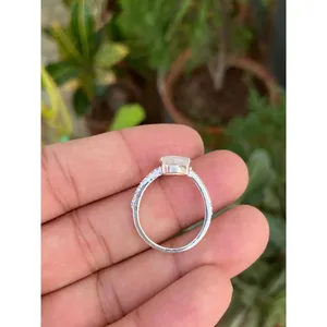 Oval Moonstone Ring 925 Sterling Silver Handmade Gemstone Ring Wholesale Jewelry Supplier - Product Image 4