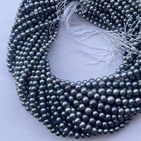 4mm 6mm 8mm naturel noir arc-en-ciel perle d'eau douce pierre forme ronde perles brin approvisionnement en gros fabrication de bijoux tahitien réel