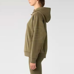 2025 hiver femmes Logo personnalisé sweats à capuche avec col en Polyester doublé usine en gros Style décontracté Position avant - Product Image 2