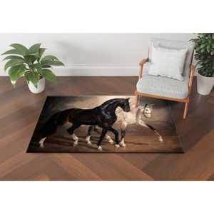 Alfombras para Caballos Blancas y Negras, Alfombra Estampada, Alfombra con Diseño de Animales, Alfombra Suave No Tejida - Product Image 1