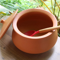 Pot à Biryani Classique en Terre Cuite Écologique, Ustensile de Cuisson en Céramique de 4 Litres Grande Capacité pour Usage Domestique et Professionnel, Pré-assaisonné, Compatible Gaz