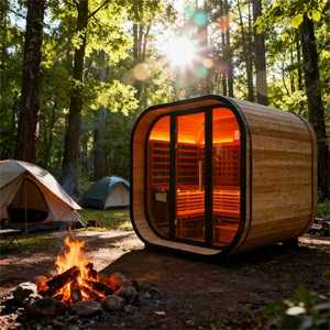 Home Spa Carbonized Spruce Wooden Outdoor 4 People Sauna Room with Infrared <b>Heaters</b> - Product Image 6