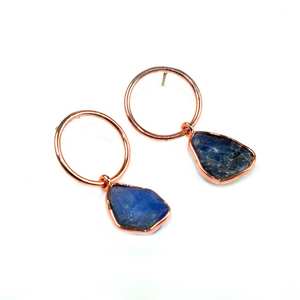 Pendientes de Tanzanita en Bruto con Baño de Oro, Estilo Bohemio, con Piedras Preciosas, Hechos a Mano, Joyería de Piedra Natalicia de Diciembre para Mujer, Regalo para Fiesta - Product Image 6