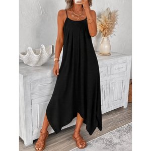Robe Aerobin asymétrique à bretelles et col en V pour femme, 35632 - Noir - Product Image 1