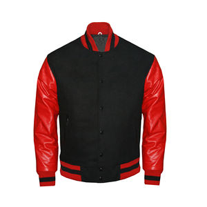 High Quality Letterman Jacket <b>Men</b> Versity Jackets Wool 100% Real Leather Winter Custom Design and Color <b>Black</b> Letterman Jacket - Product Image 1