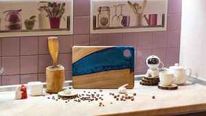 เขียงไม้เรซิ่นทันสมัย ผลิตจากไม้กระถินเทศและไม้มะม่วง เพื่อการเตรียมอาหารที่มีประสิทธิภาพและสวยงาม - Product Image 5