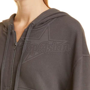 Venta al por mayor 100% algodón Mujer Casual Sudadera con capucha cómoda cremallera ajuste logotipo personalizado transpirable chaqueta de invierno logotipo frontal con capucha cuello - Product Image 4