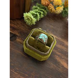 Bague artisanale Navajo en argent sterling et turquoise Mine 8, taille 9, bijou de collection culturel - Product Image 3