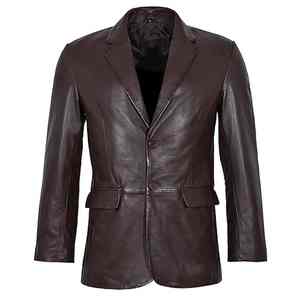 เสื้อเบลเซอร์หนังผู้ชายทรงเข้ารูป ดีไซน์ทันสมัย คอวี ติดกระดุมแถวเดียว สำหรับกิจกรรมกลางแจ้ง ไซส์พลัส คุณภาพสูง รุ่นล่าสุด - Product Image 1