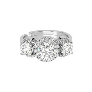 NOVAMART Fine 925 Sterling <b>Silver</b> <b>Solitaire</b> Wedding <b>Ring</b> Geometric Diamond-Faced Finger Band Rhodium Plated and Adjustable Whole - Product Image 1