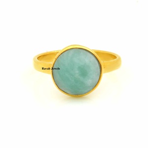 Bonne qualité 925 argent Sterling éternité pierre précieuse bague vert Amazonite élégant Vermeil finition lunette réglage meilleur cadeau pour les femmes - Product Image 4