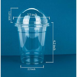 Set di 600 all'ingrosso chiaro bicchieri di plastica coperchi cupola 8oz. 10oz. 12oz. 24oz capacità Logo personalizzato per il latte tè bevanda succo di latte 360ml - Product Image 4