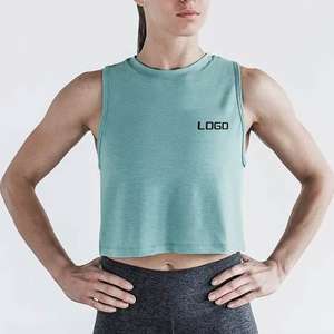 เสื้อกล้ามครอปโพลีเอสเตอร์100% สีพื้นเสื้อออกกำลังเสื้อดีไซน์ใหม่ออกแบบโลโก้ได้ตามต้องการ - Product Image 3