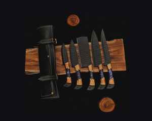 Ensemble de couteaux de chef en acier à haute teneur en carbone forgé à la main en gros avec manche en bois Utilisation en restaurant Comprend un sac en cuir Couteaux à découper la viande - Product Image 2