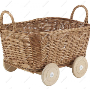 Juguetes de simulación para niños: cochecito de madera artesanal en miniatura, muebles de mimbre para muñecas, cunas para muñecas bebé, cuna para dormitorio y exterior. - Product Image 4