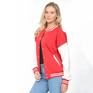 Vestes universitaires rouges à manches longues pour femmes, coupe ajustée, décontractées, avec fermeture à boutons, imperméables et respirantes pour l'hiver - Product Image 3