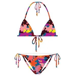 Plaj giyim yeni naylon Bikini 2024 kordon sonu mayo 2 parça lüks mayo toptan mayo