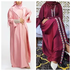 2022 Fashion Style Chiffon Wholesale Abaya Dress Women Islamic Clothing Butterfly Sleeve Abaya Dress With Matching Scarfs