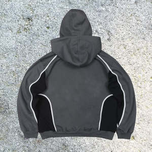 Hoodie double à fermeture éclair intégrale tendance hiver 2026, balaclava personnalisée pour hoodie en coton lourd uni - Product Image 2