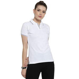 T-shirt élégant pour femme en coton, logo personnalisé, décontracté, manches courtes, grande taille, tricoté, uni, teinture unie, vente en gros - Product Image 1
