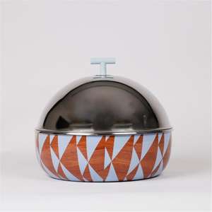 Hermosa cazuela contemporánea con cúpula plateada Servidor Hotpot perfecto para mesa de comedor y servicio diario - Product Image 1