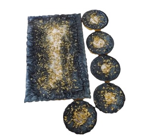 Plateau de service en résine tourbillon unique avec poignée en laiton design feuille vaisselle petit déjeuner thé café plateau de service alimentaire au meilleur prix - Product Image 2